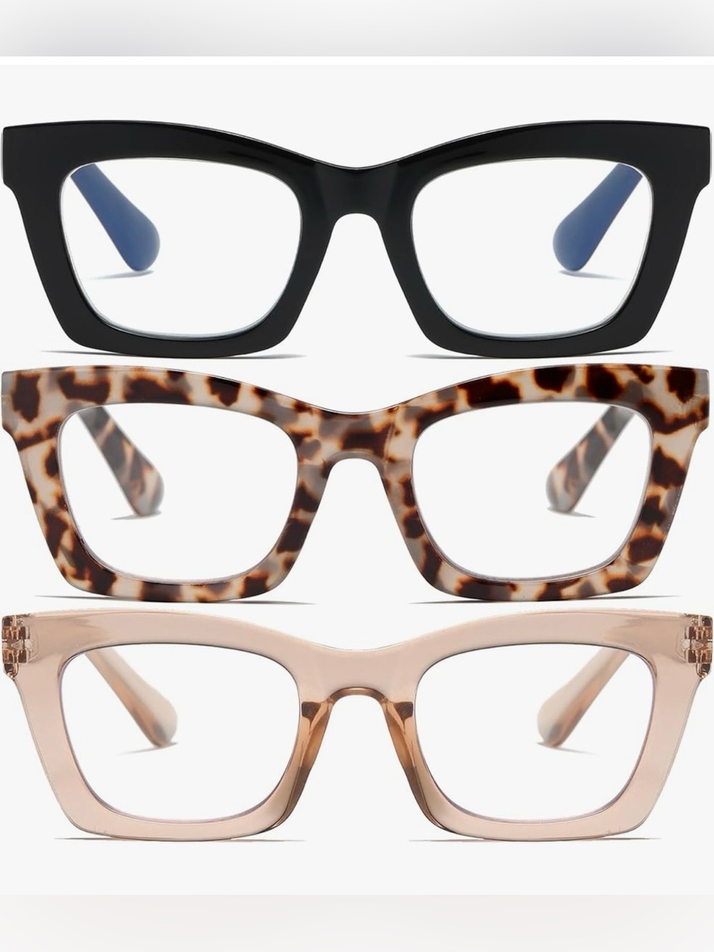 Oprah Style Reading Glasses Bundle Blue Light Black Brown Clear Tortoise 2.0 x